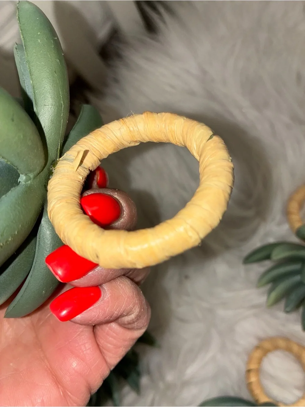 Pottery Barn Succulent green napkin rings set 8